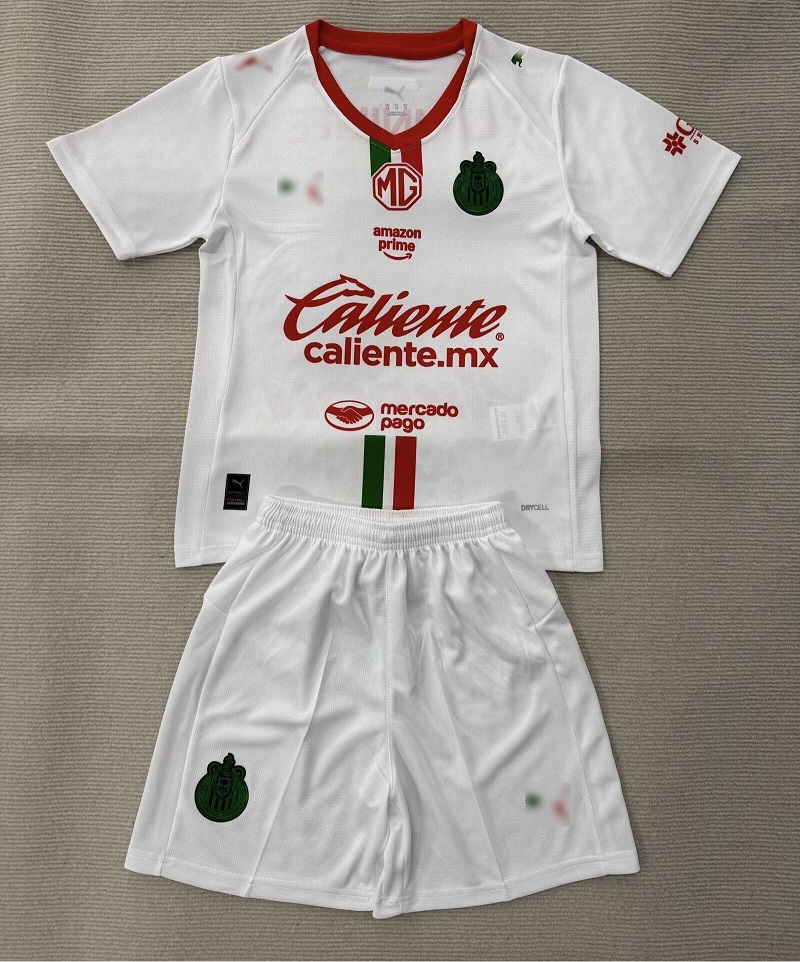 Kids-Chivas Guadalajara 25/26 Away White Soccer Jersey